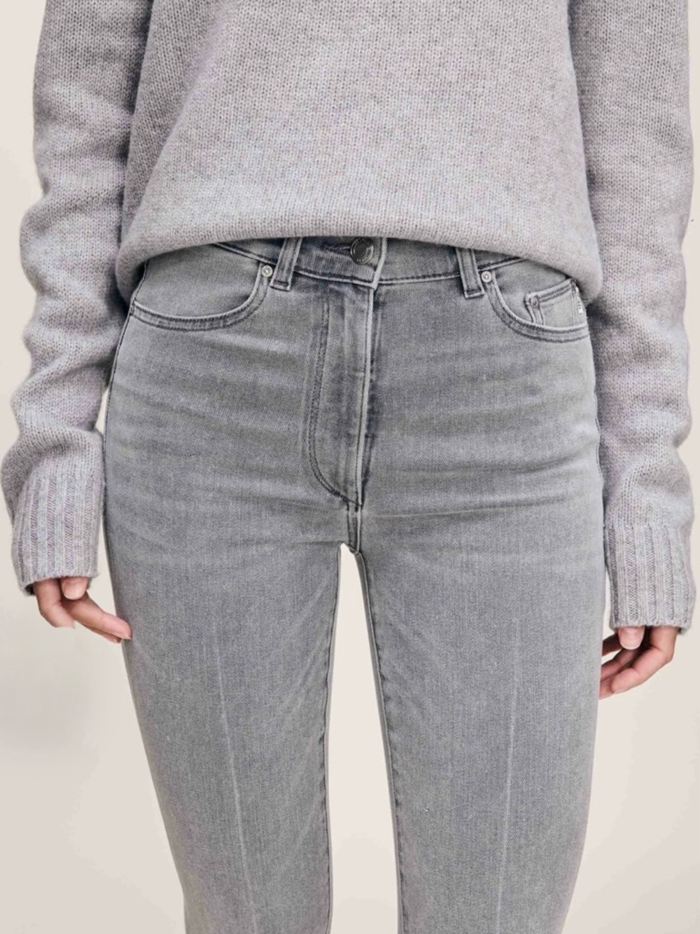 DL1961 High-Rise Slim Jeans in Gray Wash